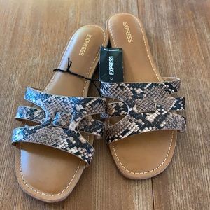 Women’s Express Size 7 brown and black Sandal, New With Tags